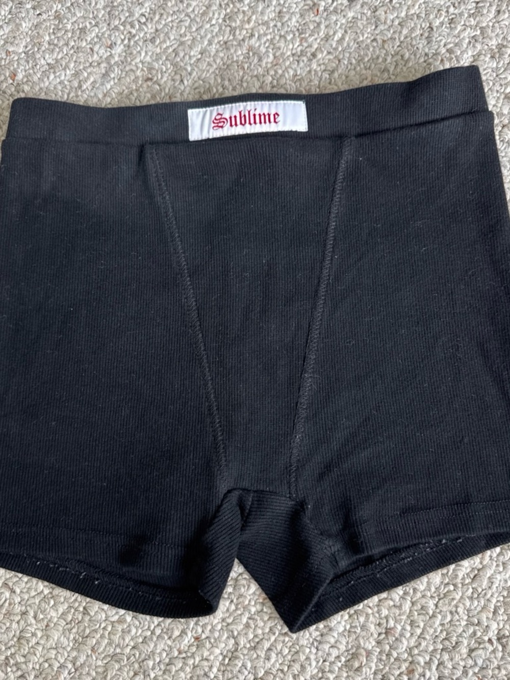 Women's Black Ribbed Shorts
